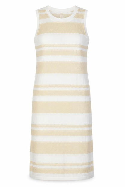 ellie white Womens Beige Striped  A-Line  Size M