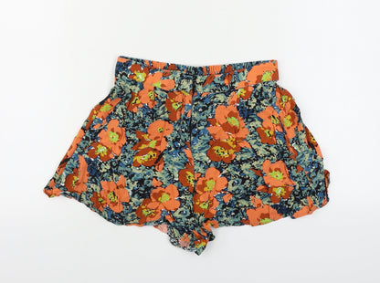 Topshop  Womens Orange Floral  Cut-Off Shorts Size 6