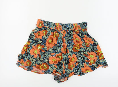 Topshop  Womens Orange Floral  Cut-Off Shorts Size 6