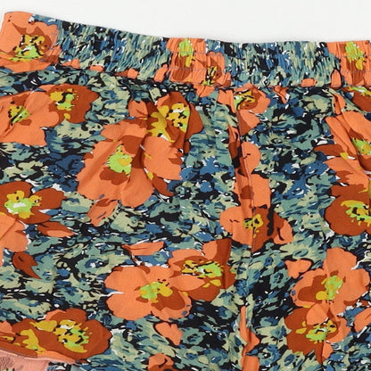 Topshop  Womens Orange Floral  Cut-Off Shorts Size 6