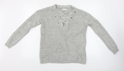 Womens UK Size S Papaya Grey Pullover Jumper