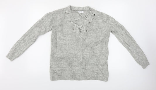 Womens UK Size S Papaya Grey Pullover Jumper