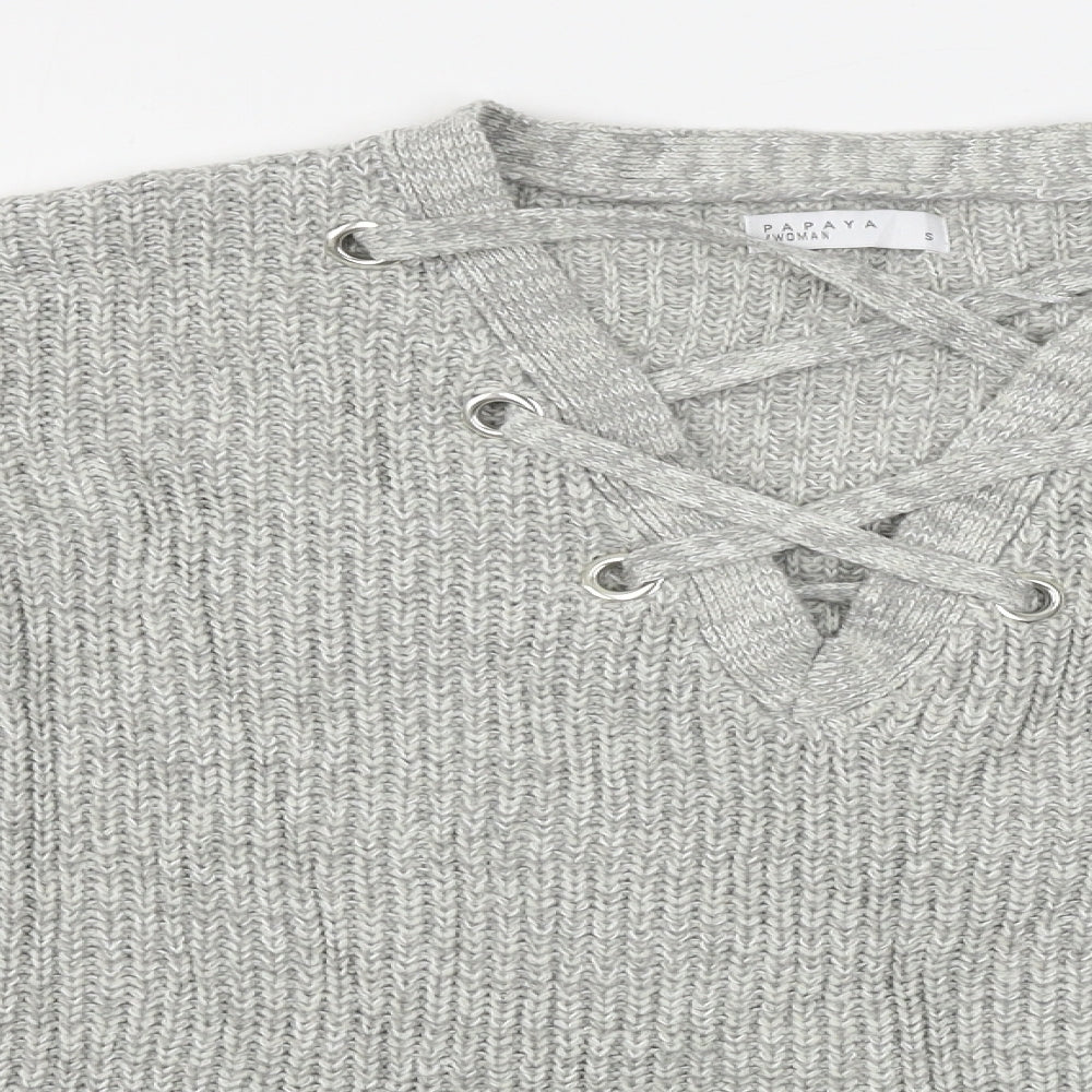 Womens UK Size S Papaya Grey Pullover Jumper