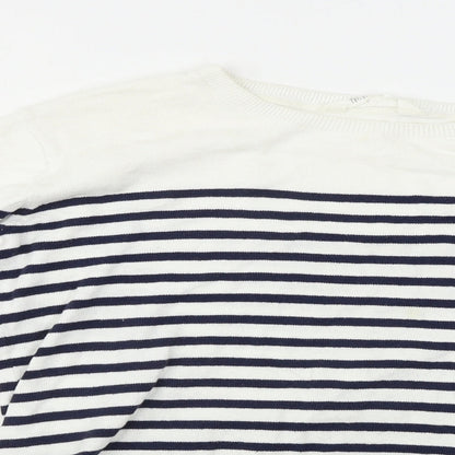 H&M  Girls White Striped  Pullover Jumper Size 14 Years