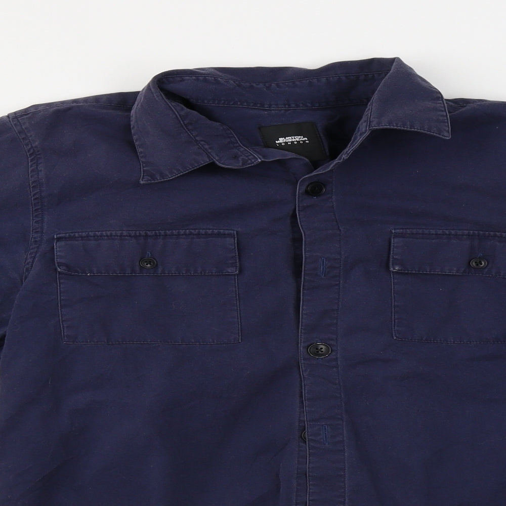 Mens UK Size S Burton Blue  Button-Up Long Sleeve Casual Shirt