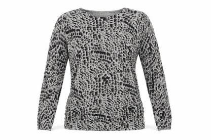 David Emanuel Womens Grey Animal Print Knit Pullover Sweatshirt Size S