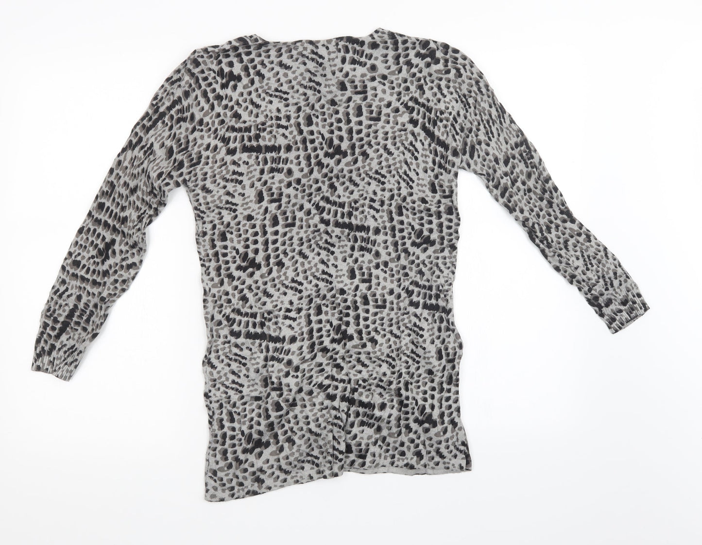 David Emanuel Womens Grey Animal Print Knit Pullover Sweatshirt Size S