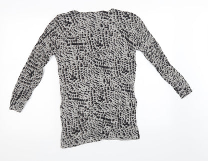 David Emanuel Womens Grey Animal Print Knit Pullover Sweatshirt Size S