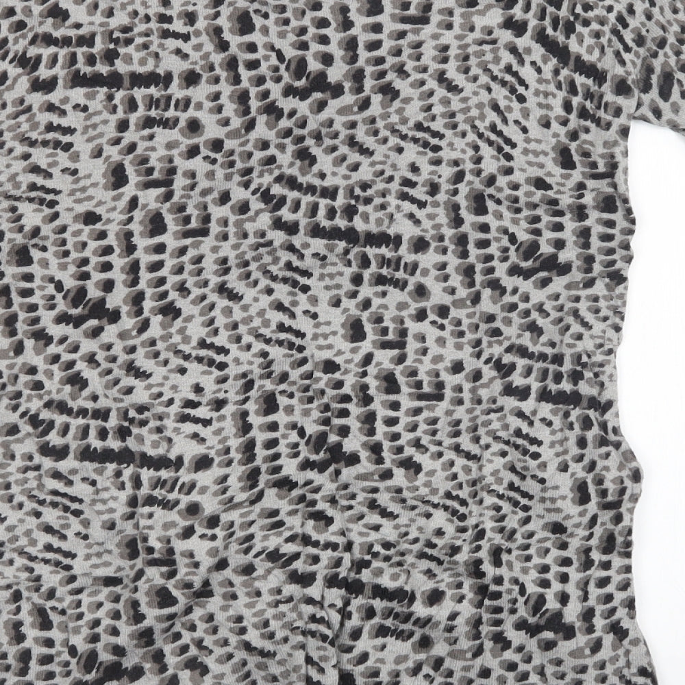 David Emanuel Womens Grey Animal Print Knit Pullover Sweatshirt Size S