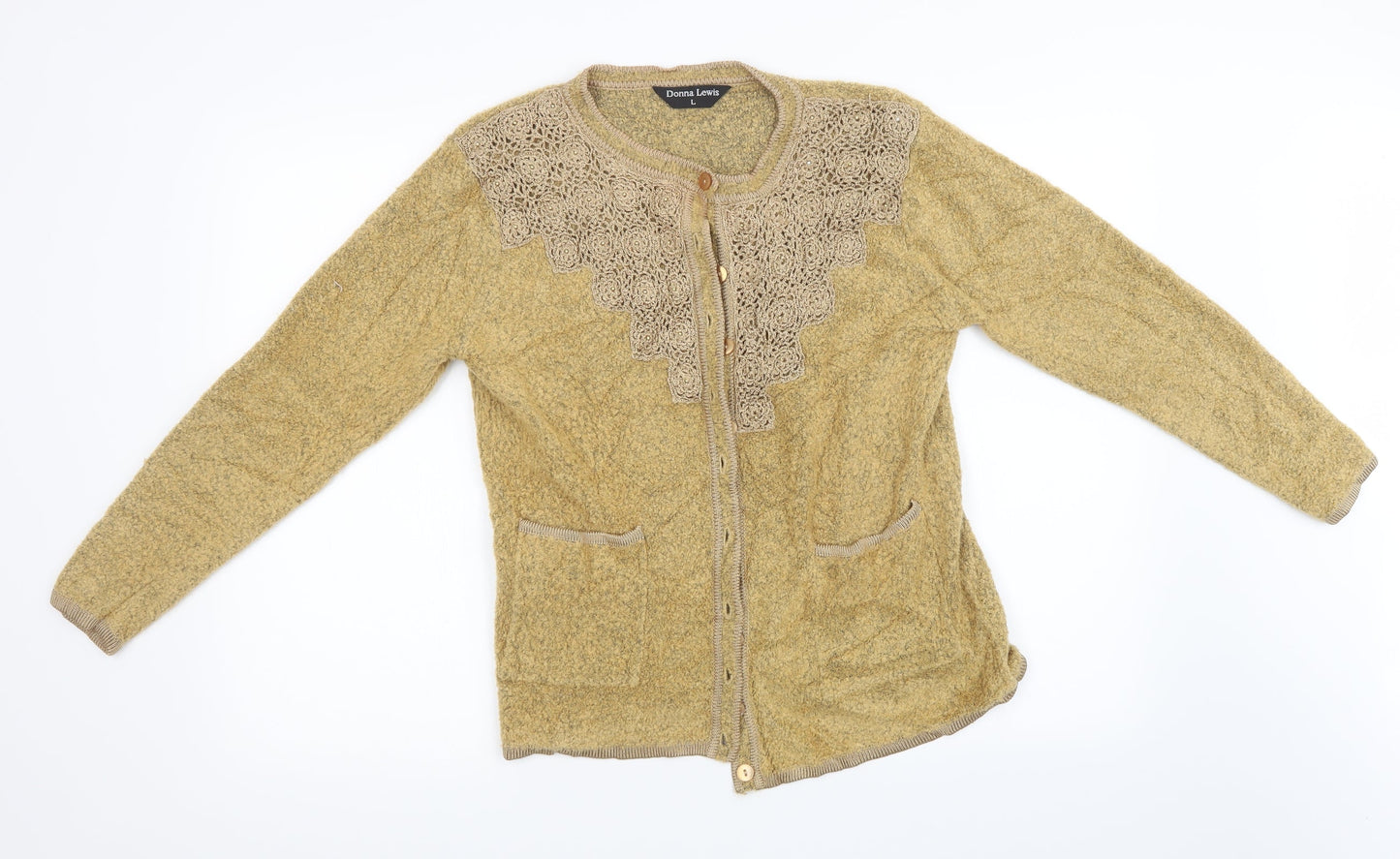 Womens UK Size L Donna Lewis Brown Cardigan Jumper