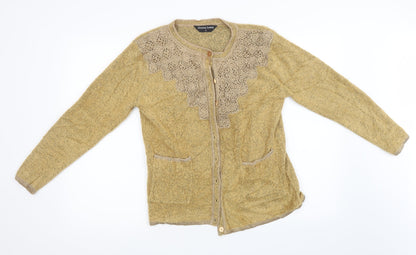 Womens UK Size L Donna Lewis Brown Cardigan Jumper