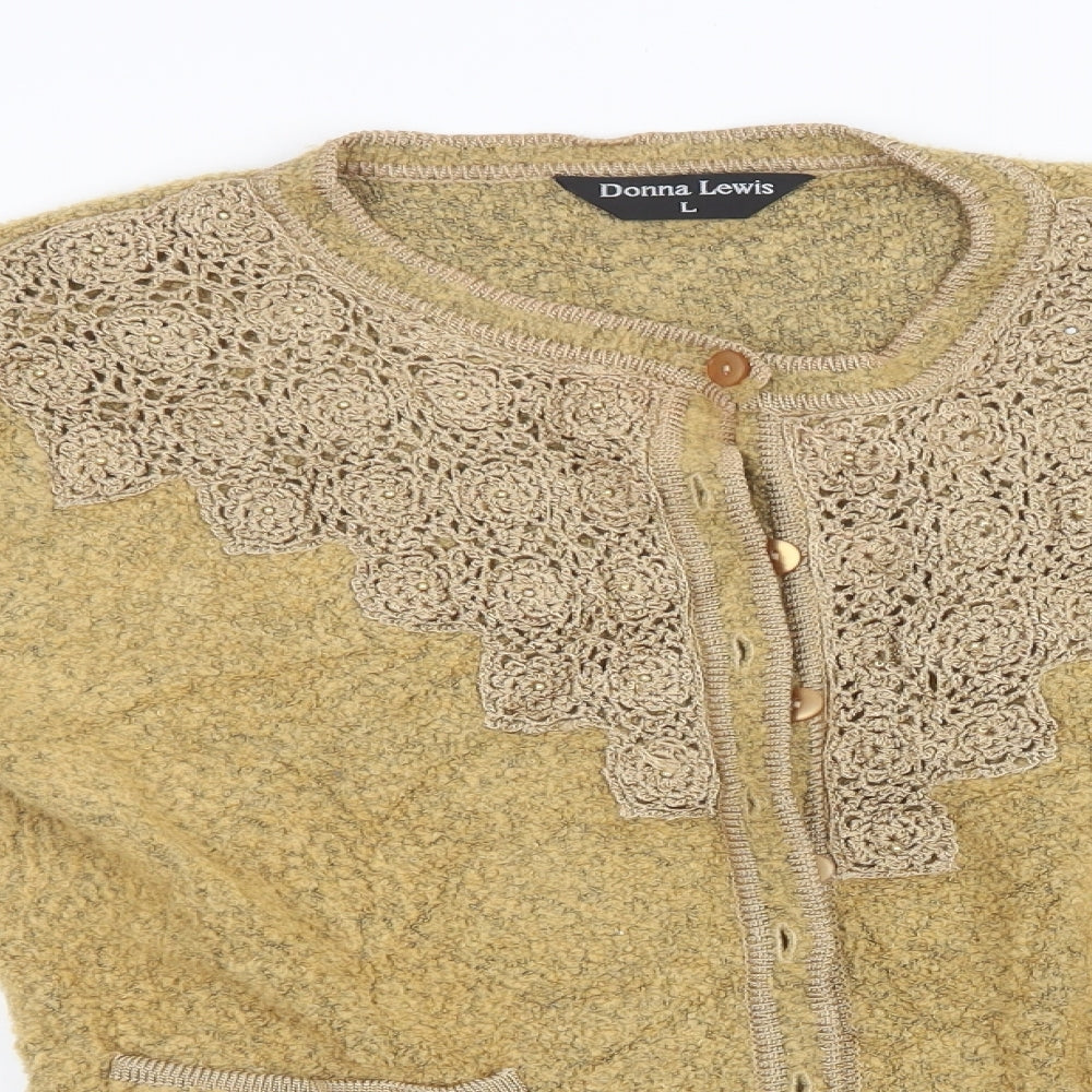 Womens UK Size L Donna Lewis Brown Cardigan Jumper