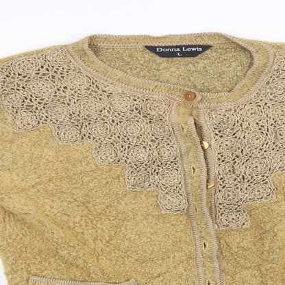 Womens UK Size L Donna Lewis Brown Cardigan Jumper