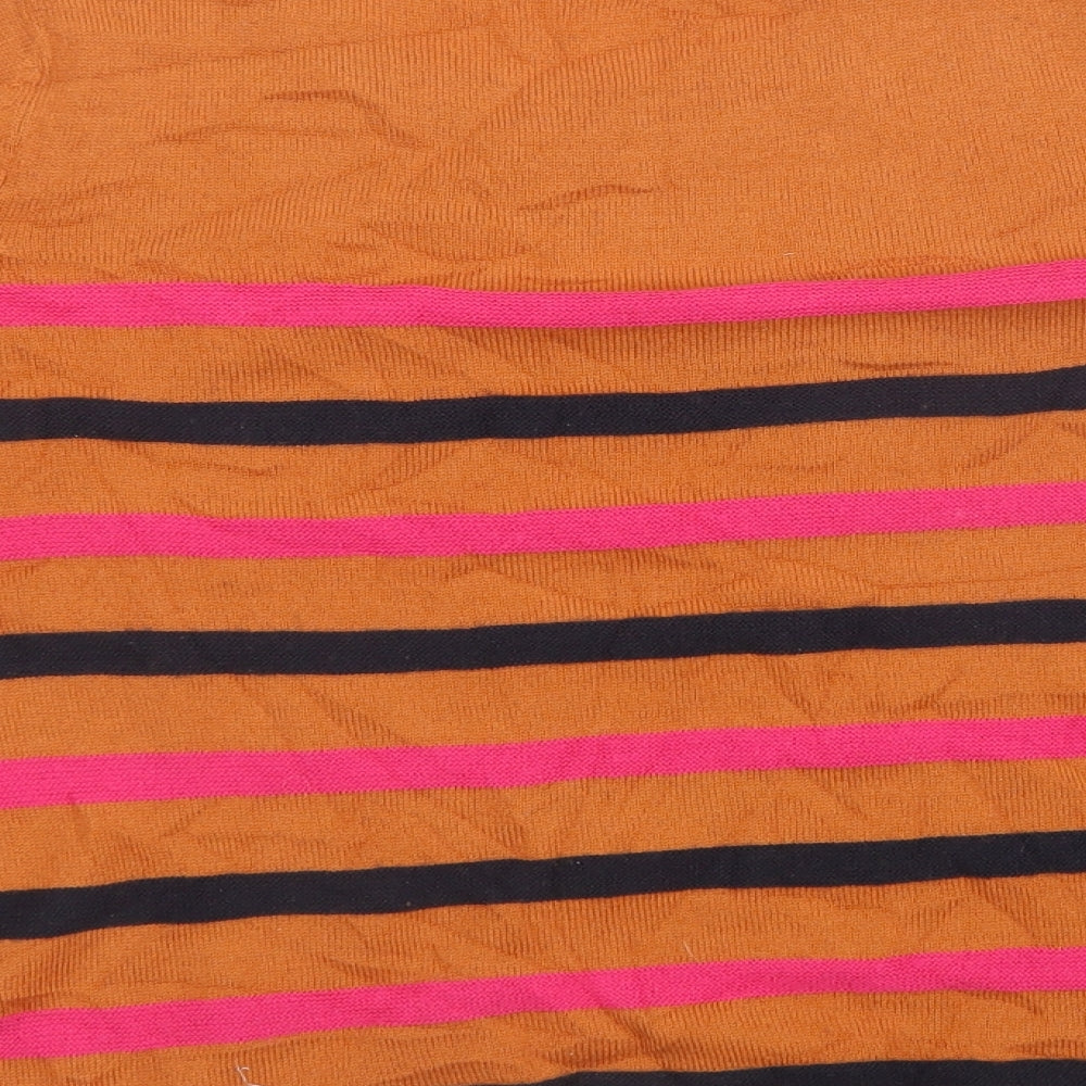 Sainsburys Womens Orange Striped Knit Pullover Sweatshirt Size 12