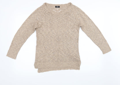 F&F Womens Beige  Knit Pullover Sweatshirt Size 6