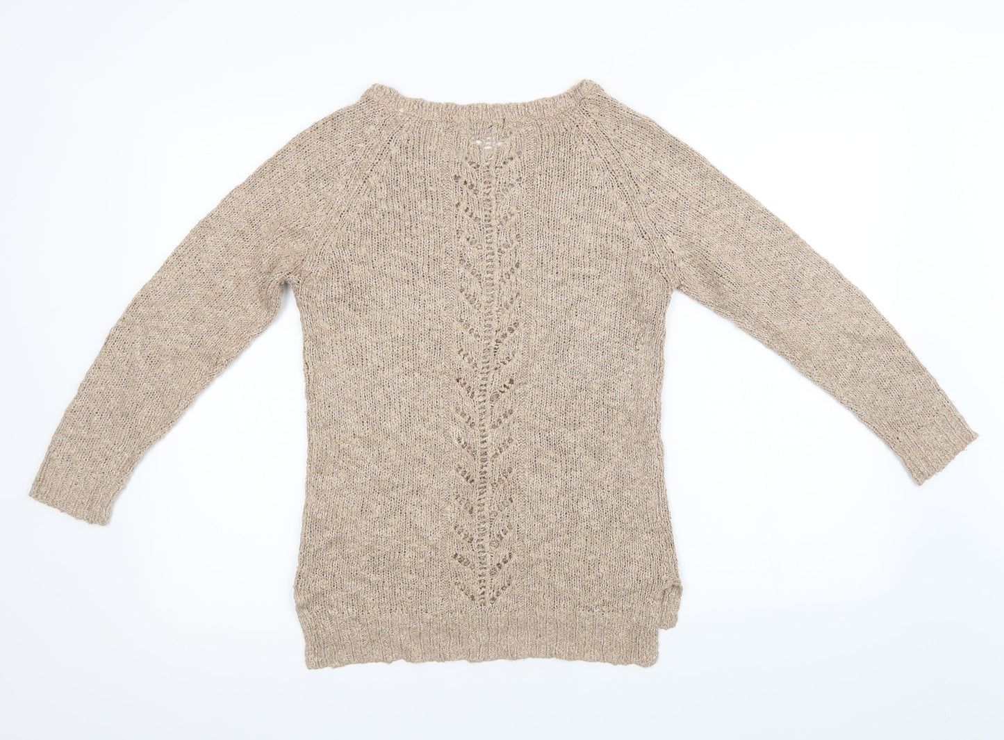 F&F Womens Beige  Knit Pullover Sweatshirt Size 6