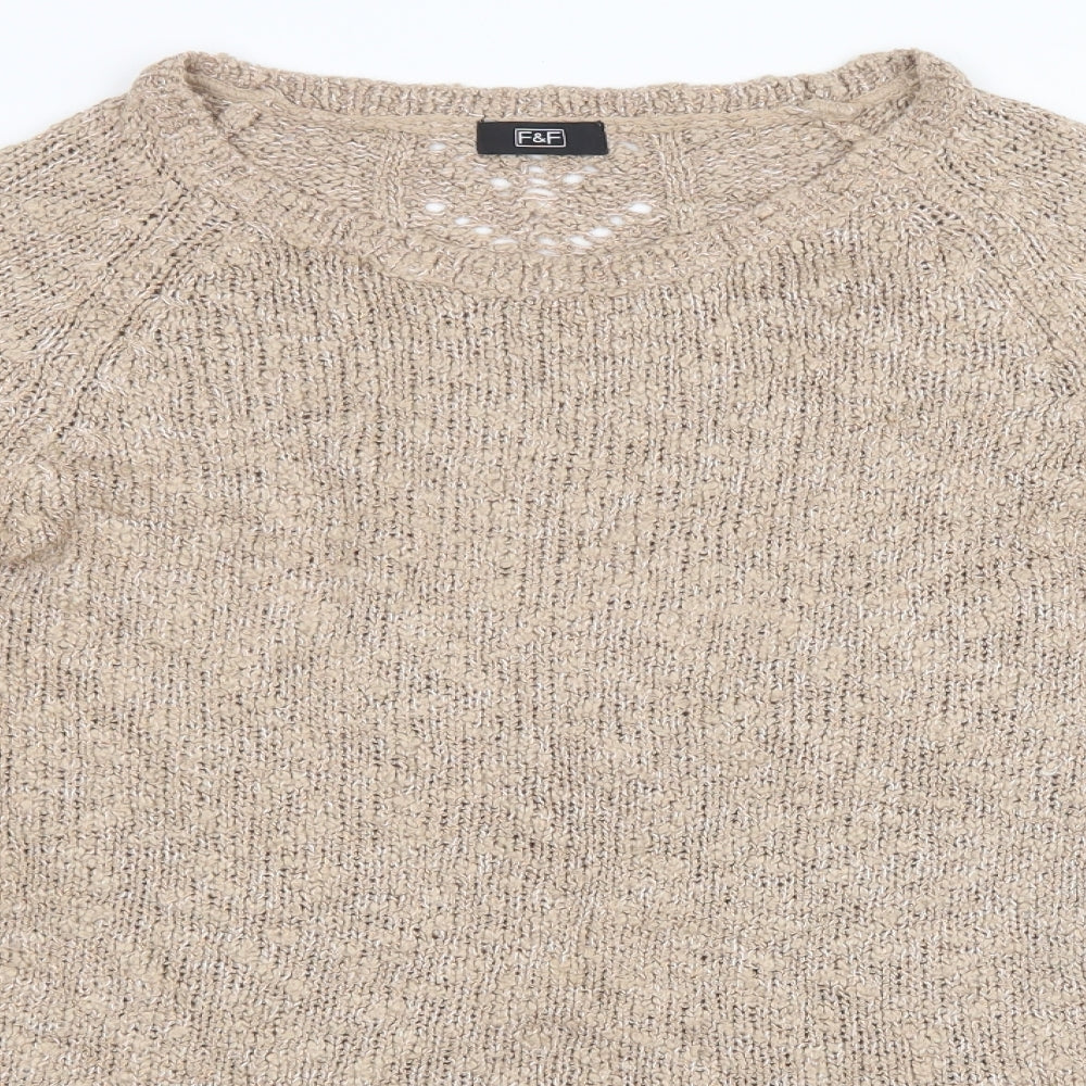 F&F Womens Beige  Knit Pullover Sweatshirt Size 6