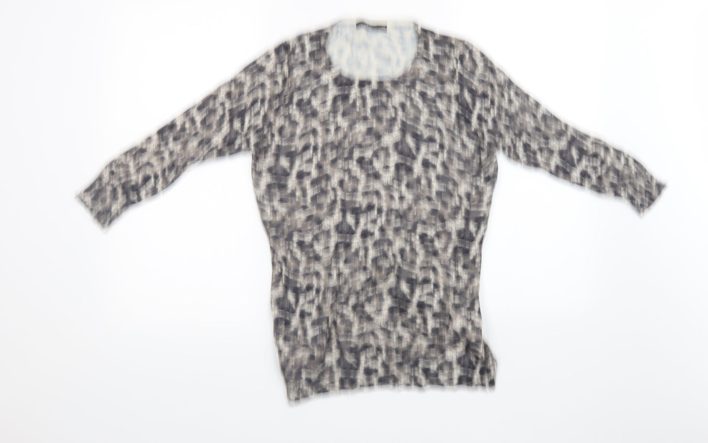 bm Collection Womens Brown Animal Print Knit Pullover Sweatshirt Size XS