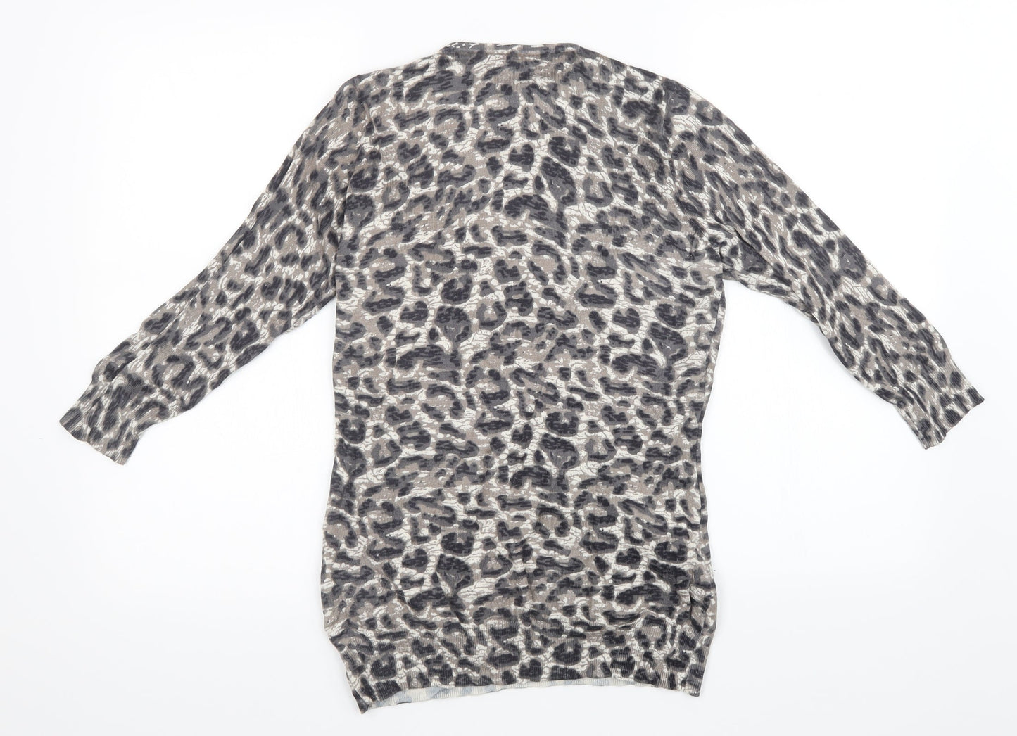bm Collection Womens Brown Animal Print Knit Pullover Sweatshirt Size XS