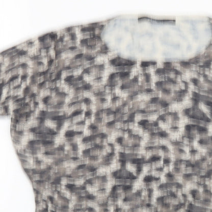 bm Collection Womens Brown Animal Print Knit Pullover Sweatshirt Size XS