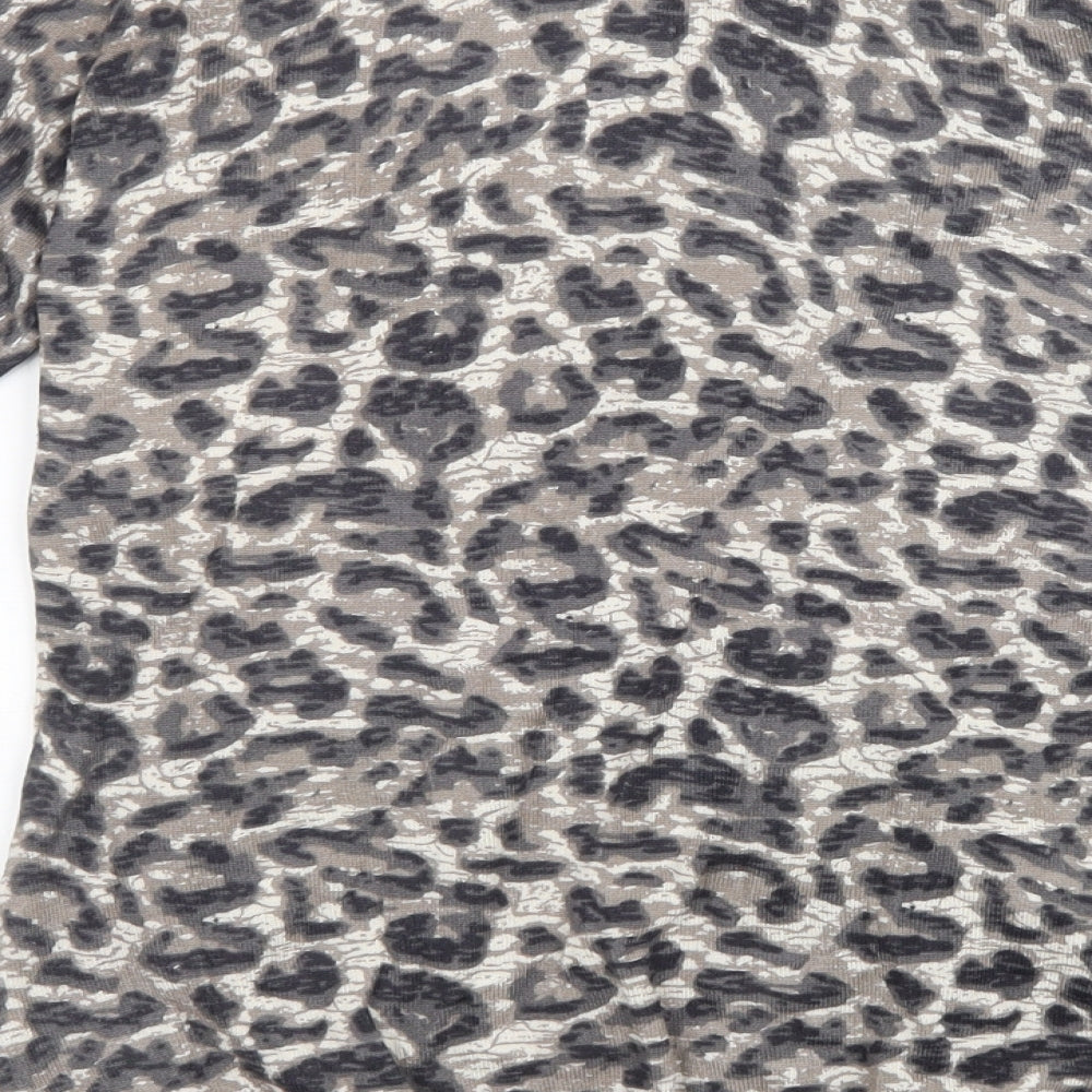 bm Collection Womens Brown Animal Print Knit Pullover Sweatshirt Size XS