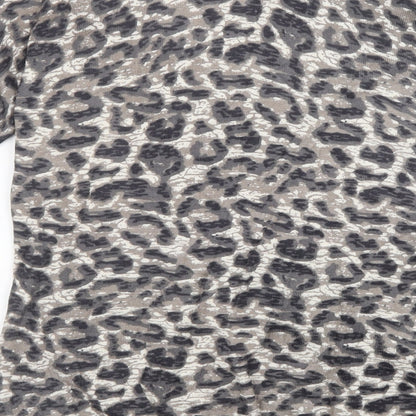 bm Collection Womens Brown Animal Print Knit Pullover Sweatshirt Size XS