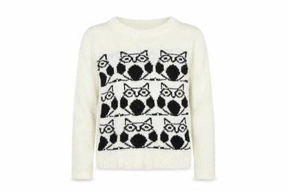 QED London Womens White Geometric Knit Pullover Sweatshirt Size XS