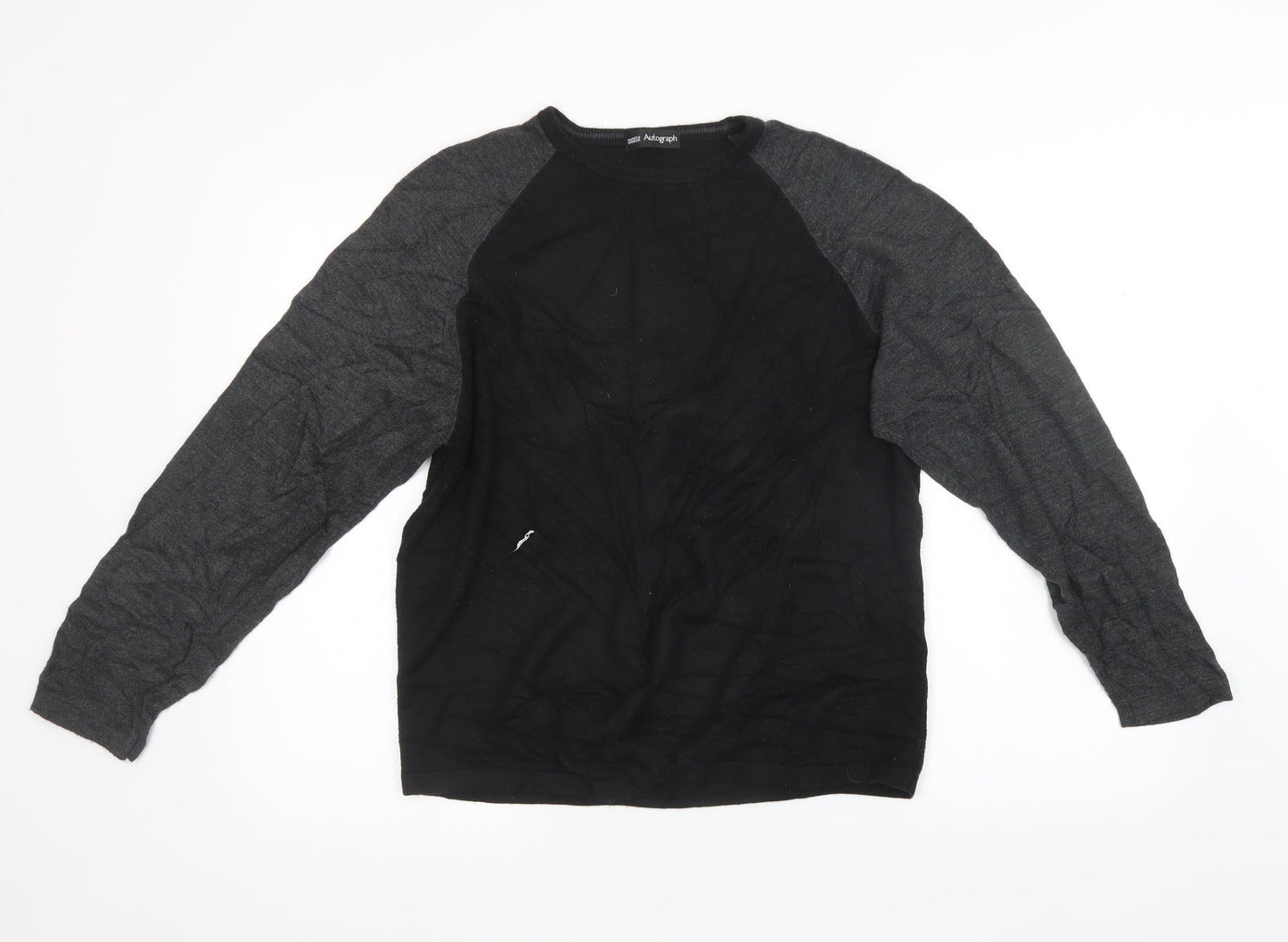 Mens UK Size M Marks and Spencer Black Pullover Sweatshirt