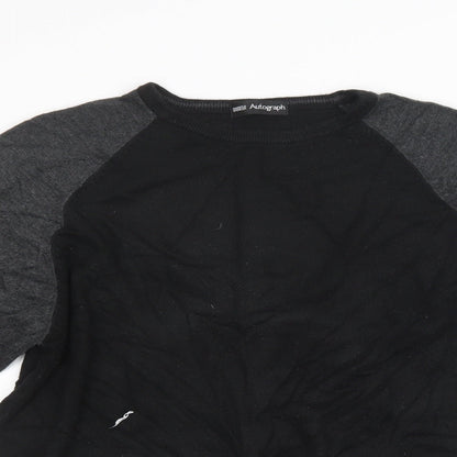 Mens UK Size M Marks and Spencer Black Pullover Sweatshirt