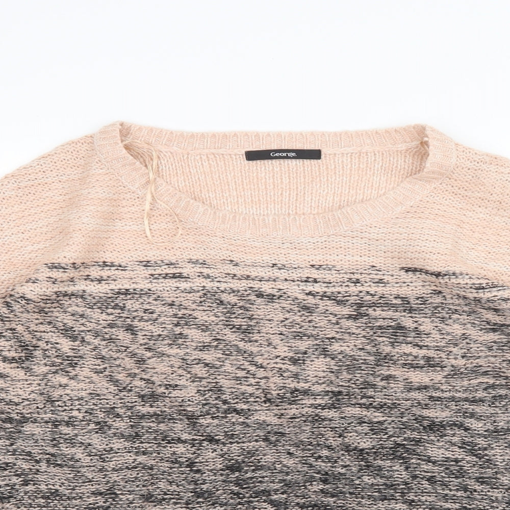 George Womens Pink Striped Knit Pullover Sweatshirt Size 14  - cropped