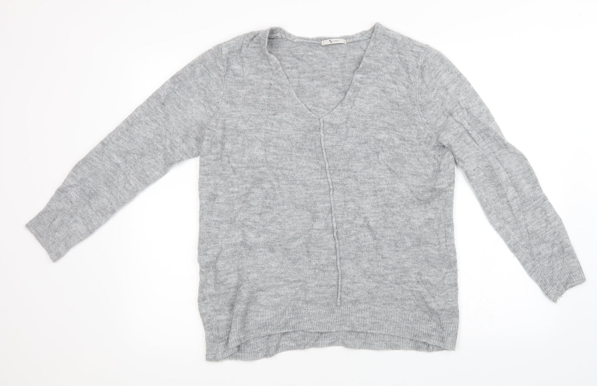 Additional front view of TU women’s grey knit pullover sweatshirt, size UK 16