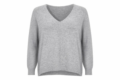 Front view of TU women’s grey knit pullover sweatshirt, size UK 16