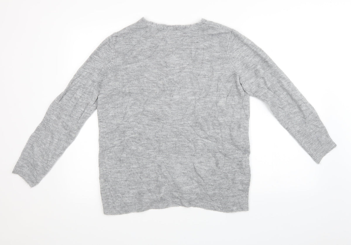 Back view of TU women’s grey knit pullover sweatshirt, size UK 16
