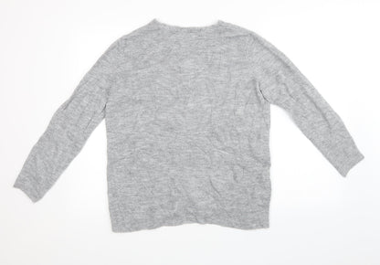 Back view of TU women’s grey knit pullover sweatshirt, size UK 16