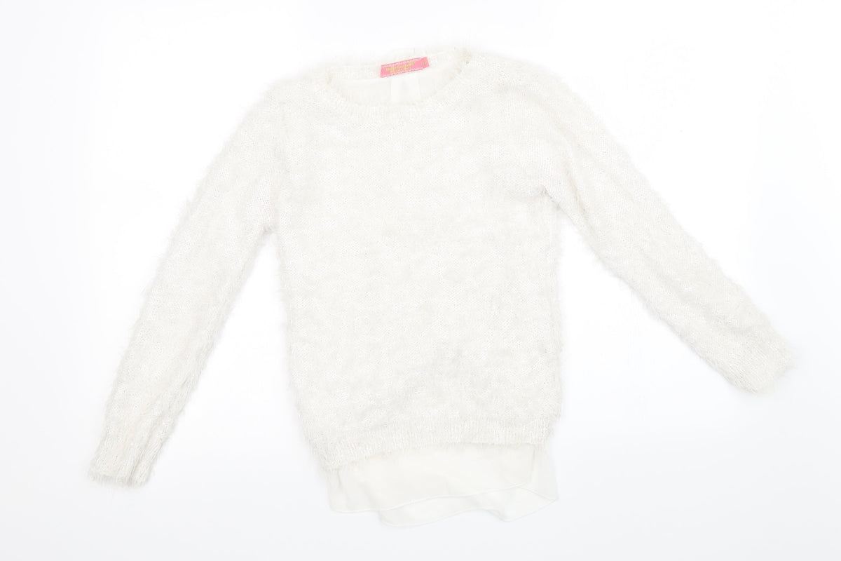 Womens White   Pullover Sweatshirt Size 12