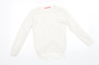 Womens White   Pullover Sweatshirt Size 12