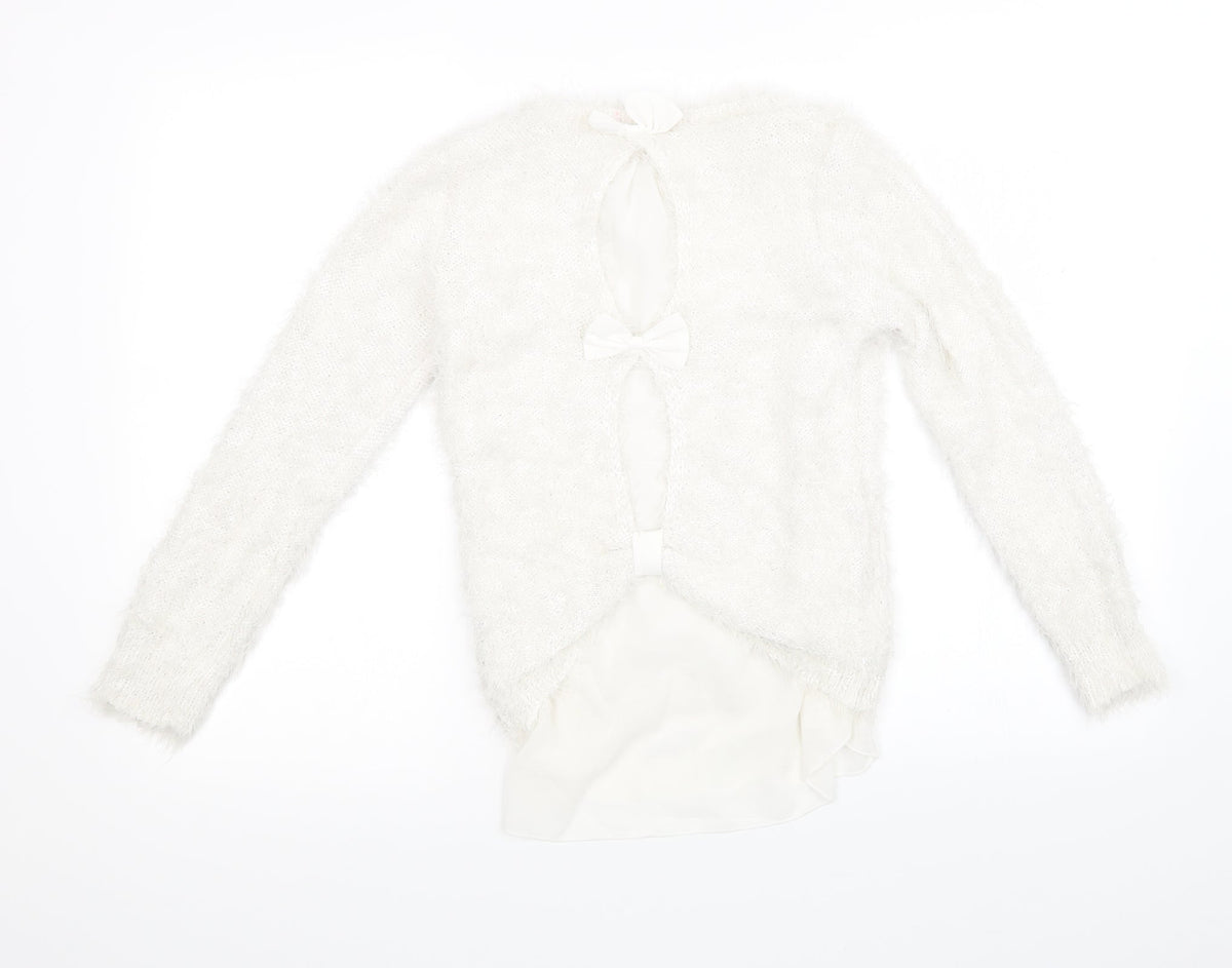 Womens White   Pullover Sweatshirt Size 12
