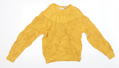 Karen Scott Womens Yellow  Knit Pullover Sweatshirt Size M