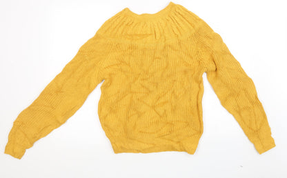 Karen Scott Womens Yellow  Knit Pullover Sweatshirt Size M