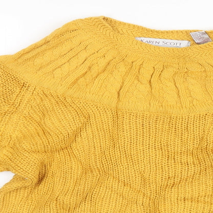 Karen Scott Womens Yellow  Knit Pullover Sweatshirt Size M