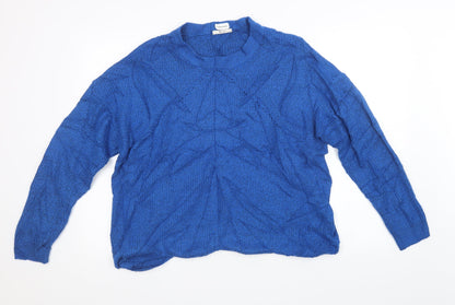 Additional front view of TU women’s blue knit pullover sweatshirt, size UK 16