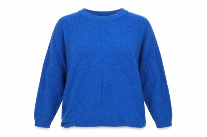 Front view of TU women’s blue knit pullover sweatshirt, size UK 16