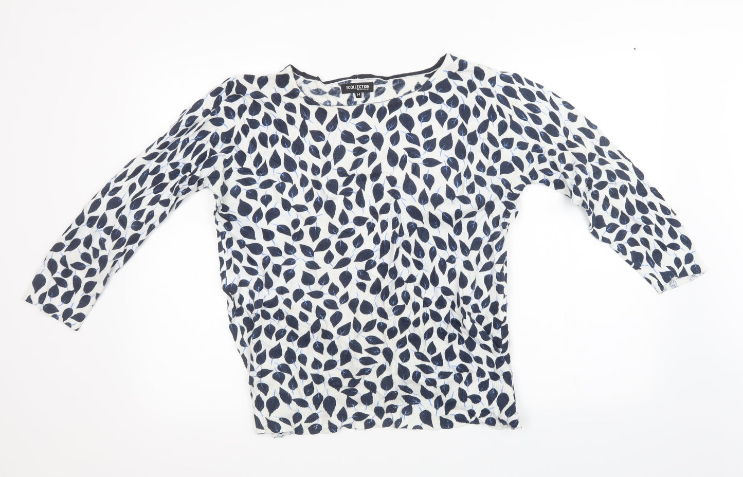 Debenhams Womens White Polka Dot Knit Pullover Sweatshirt Size 14