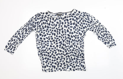 Debenhams Womens White Polka Dot Knit Pullover Sweatshirt Size 14