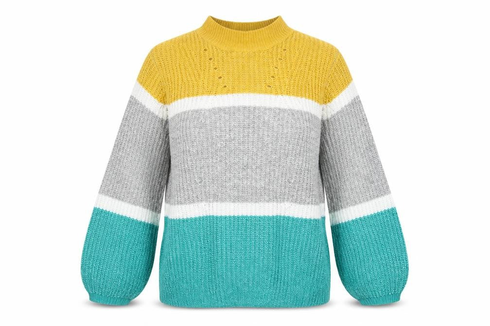 Matalan Womens Grey Striped Knit Pullover Sweatshirt Size L