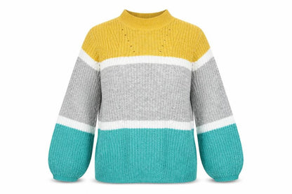 Matalan Womens Grey Striped Knit Pullover Sweatshirt Size L