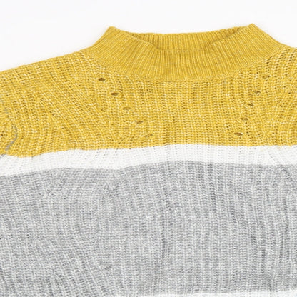 Matalan Womens Grey Striped Knit Pullover Sweatshirt Size L