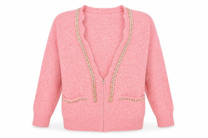 Ya Fa Knitting Womens Pink   Cardigan Jumper Size 10