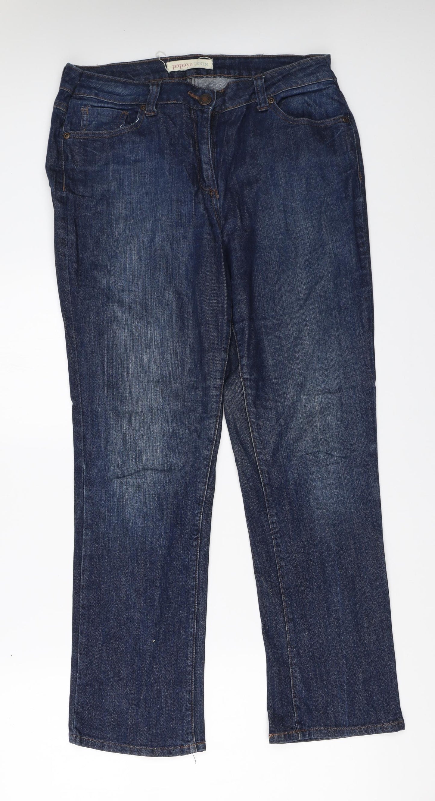 Womens UK Size 14 Papaya Regular Fit Straight Blue Jeans