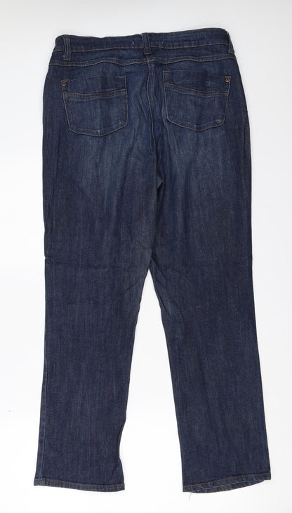 Womens UK Size 14 Papaya Regular Fit Straight Blue Jeans